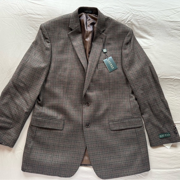 Men’s Lauren Ralph Lauren Checkered Brown Blazer 44L Brand new with tags NWT